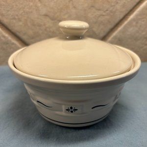 Longaberger Pottery Blue Woven Traditions Butter Tub with Lid/Sm Casserole Dish
